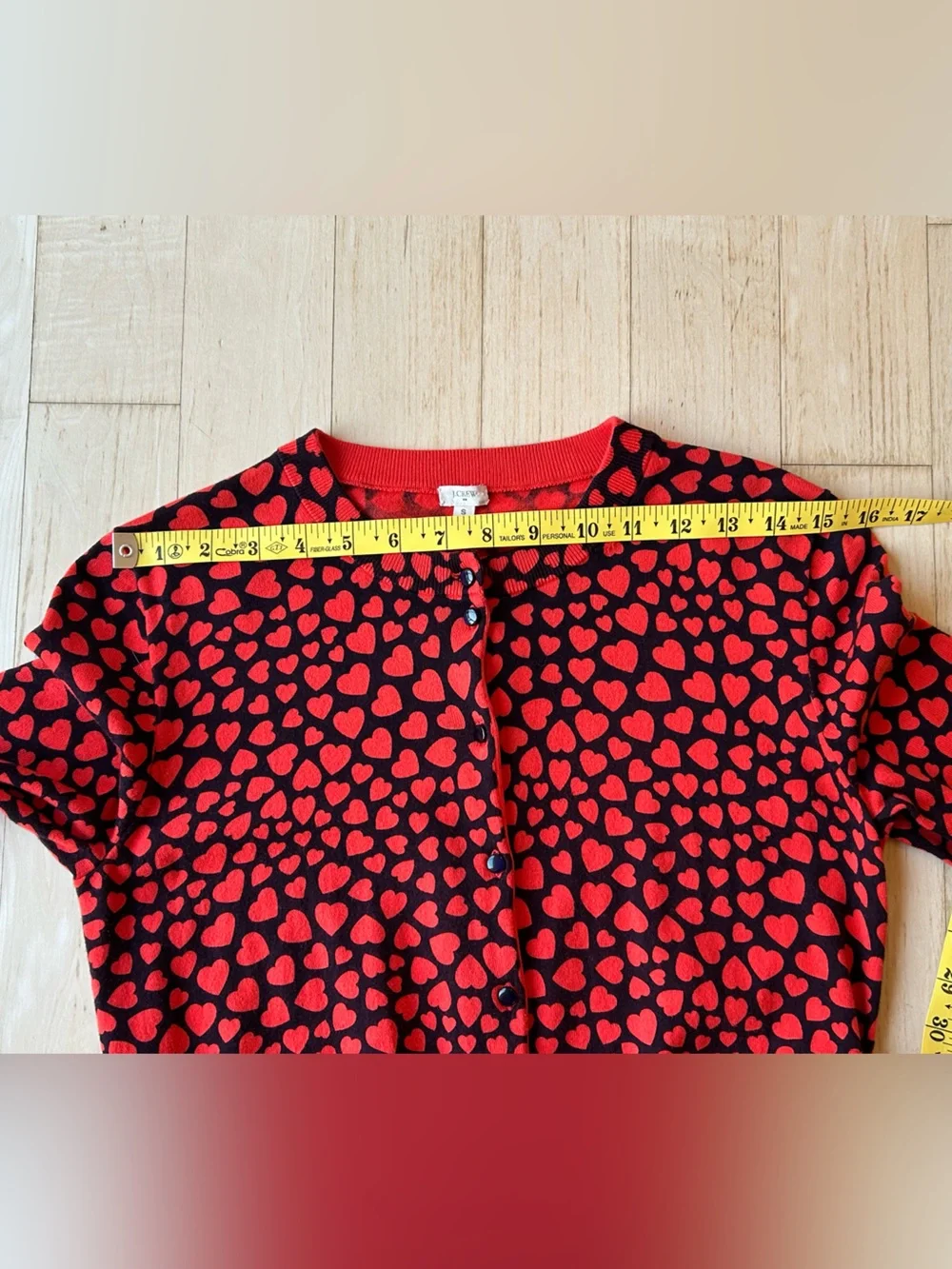 J. Crew Women’s Clare 100% Cotton Hearts Cardigan Red/Black Size Small
